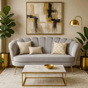 Sofa ZENDAYA Dwuosobowa Szara Muszelka Glamour do Salonu