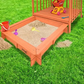 Piaskownica z werandą HAPPY, 130x130x143cm, brązowa/zielona Jurhan