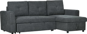 HOMCOM Sofa trzyosobowa z funkcją spania, sofa z chaiselongiem, tapicerowana sofa, ciemnoszara