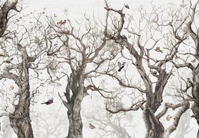 Fototapeta - Ptaki na drzewach (196x136 cm)