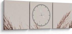 Obraz - Suszona trawa (z zegarem) (90x30 cm)