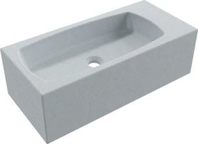 Umywalka betonowa wisząca / nablatowa prostokątna bez otworu na baterię 65 x 30 cm z półką ZALM | różne kolory : Kolor - Jasny szary, Typ montażu - podwieszana