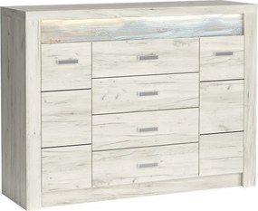 Komoda ZERI - Dąb biały / 137 cm / 4 szuflady