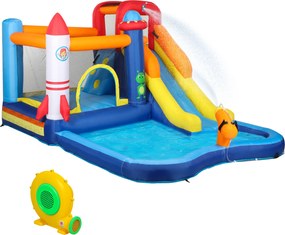 AIYAPLAY 5 w 1 Dmuchany zamek z wodną zjeżdżalnią, basenem, strzelanie wodne, szybko dmuchany, 360 x 250 x 195 cm, Kolorowy