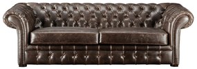 Komplet wypoczynkowy 3+2+1 typu chesterfield CLOTAIRE z postarzanej skóry