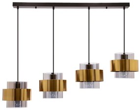 Liniowa lampa wisząca, cztery dymione klosze - Spiega L