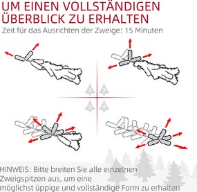 HOMCOM Choinka 210 cm, Girlanda LED, Sztuczne Gałęzie, Ognioodporne, Metalowa Podstawa, Zielony | Aosom PL