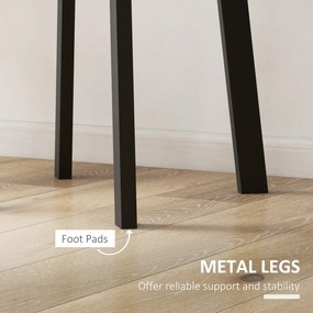 HOMCOM Stół obiadowy dla 2 osób, biała blat, metalowe nogi z nakładkami, Ø72 x 75H cm, Czarny