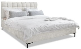 Kremowe tapicerowane łóżko dwuosobowe ze stelażem 160x200 cm Eve – Miuform
