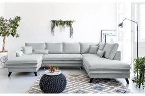 Jasnoszara rozkładana sofa w kształcie litery "U" Miuform Charming Charlie, prawostronna