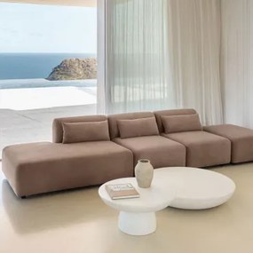 3-częściowa Sofa Modułowa Z Lewym Szezlongiem I Pufem Fogler Sztruks Brąz Karmelowy - Sklum