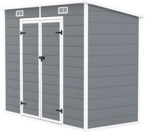 Outsunny 2,4 x 1,3 m Domek Ogrodowy, Szopa z Plastiku z Podłogą, Okno, Zamknięte Drzwi, dla Ogrodu, Tarasu, Szary