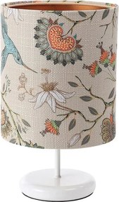 Biała lampka nocna z abażurem w kwiaty - 9X S386 A1-B24