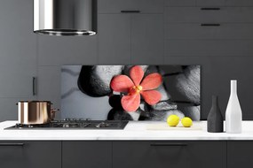 Panel Szklany do Kuchni Równowaga Zen: Kwiat I Skała