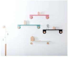 Zielona półka ze stali z detalem z drewna dębowego z 2 haczykami Gazzda Hook, dł. 70 cm