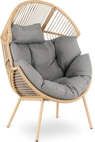 Fotel Ogrodowy CEZARE Wypoczynkowy Kokon Szary Nowoczesny Boho