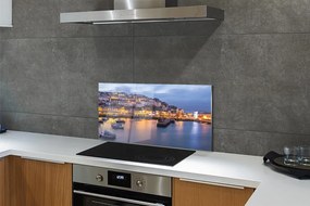 Szklany Panel Nocny Port ze Statkiem