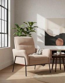 Beżowy fotel wypoczynkowy w stylu loft L1-R55