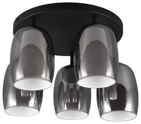 Lampa sufitowa w czarno-srebrnym kolorze ze szklanym kloszem ø 14 cm Barret – Trio Select