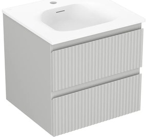 Mexen Rivel szafka łazienkowa 50 cm z umywalką Vela, 2 szuflady, ryflowana , szara mat/biała mat - 91A20-05047-2-BFF62-W23M01
