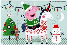 Puzzle dla dzieci 4 w 1 ŚWINKA PEPPA i Świąteczny Nastrój, 19x29 cm
