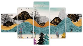 Obraz graficzny z jeleniem (125x70 cm)