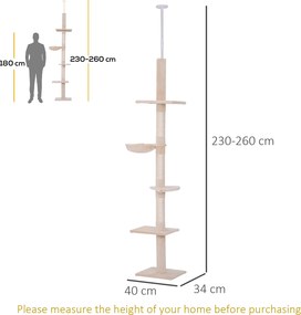 Drapak dla kota PawHut z regulowaną wysokością sizalowe słupki do ostrzenia pazurów beżowy | Aosom PL