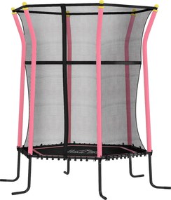 HOMCOM Trampolina dziecięca, Ø163,5 cm, z siatką bezpieczeństwa, wyściełana, Stal, do 50 kg
