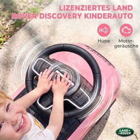 AIYAPLAY LAND ROVER DISCOVERY jeździk, jeździk z klaksonem i odgłosami silnika, schowek pod siedzeniem, 18-36 miesięcy, różowy | Aosom PL