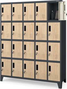 Szafa skrytkowa socjalna BHP antracytowa / dąb sonoma: Eco Design ROBERT, 1360 x 1720 x 450 mm