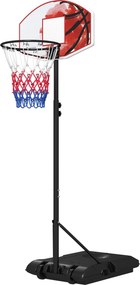 SPORTNOW Kosz do koszykówki na kółkach, wolnostojący, z siatką, duża podstawa, 179-209 cm, Tworzywo sztuczne, Stal