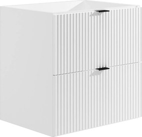 Szafka pod umywalkę wisząca w paski – Biały matowy – 60 cm – ZEVINI