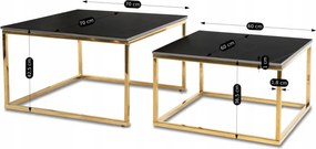 Zestaw Stolików Kawowych TENOR Czarny Marmur/Złoty do Salonu Glamour