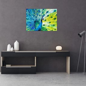 Obraz na szkle pawia (70x50 cm)