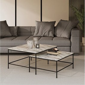 Zestaw stolików kawowych biały/czarny 80x80x45 ramio