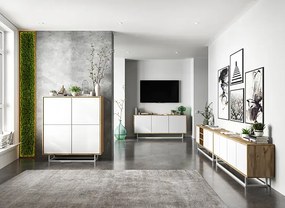 Komplet wiszących szafek rtv dąb wotan + biały - Avila 15X