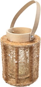 Latarnia z cekinami NATUR GLAM 21 cm, naturalna