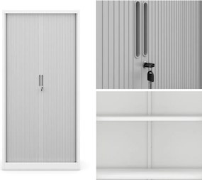 Szafa biurowa na akta z roletą Damian 90x45x185 cm szary/biały