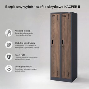 Szafa BHP wąska 60x50x180 cm Eco Design Kacper 2, antracyt/orzech