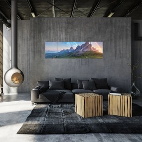 Obraz tęczy nad skałami (170x50 cm)