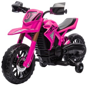 AIYAPLAY Elektryczny Motocykl dla Dzieci 12V z Kółkami Bocznymi, Pojazd dla Dzieci z Klaksonem i Dźwiękiem Startu, 3 km/h, Różowy