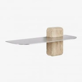 Półka Ścienna Do Łazienki Ze Stali Nierdzewnej Serbian ↔︎ 45 Cm & Travertine - Sklum