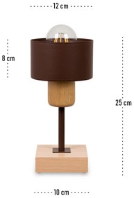 Lampka nocna stołowa DTI-BR10x10BU buk brązowa 1xE27