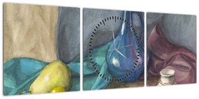Obraz - Malowana martwa natura (z zegarem) (90x30 cm)