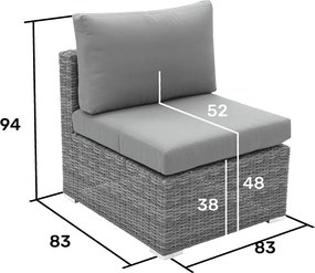 Zestaw rattanowy MALIBU dla 5 osób (szary)