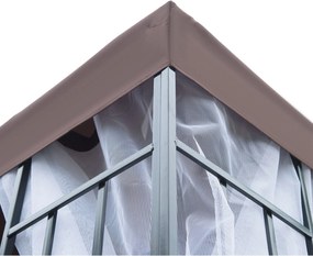 Pawilon Ogrodowy Outsunny z Moskitierami Bocznymi, Namiot Imprezowy z Podwójnym Dachem, Namiot Ogrodowy 2,97x2,97m