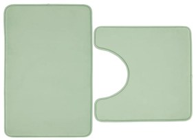 Jasnozielone dywaniki łazienkowe do WC z pianki pamięciowej zestaw 2 szt. 50x80 cm Anti-Bacterial – Catherine Lansfield