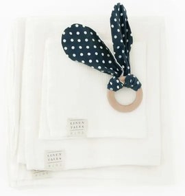 Dziecięcy biały ręcznik z kapturem Linen Tales Waffle, 70x70 cm