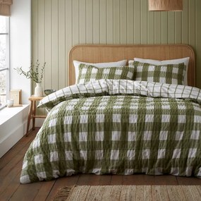 Zielona flanelowa pościel dwuosobowa 200x200 cm Gingham Check – Catherine Lansfield