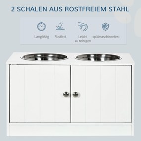 PawHut Stacja karmienia z 2 miskami ze stali nierdzewnej